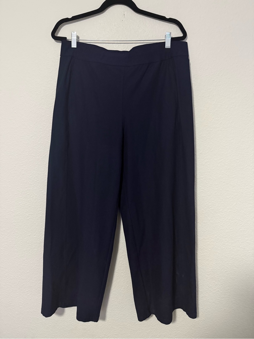Eileen Fisher Navy Blue Wide-Leg Ponte Pants